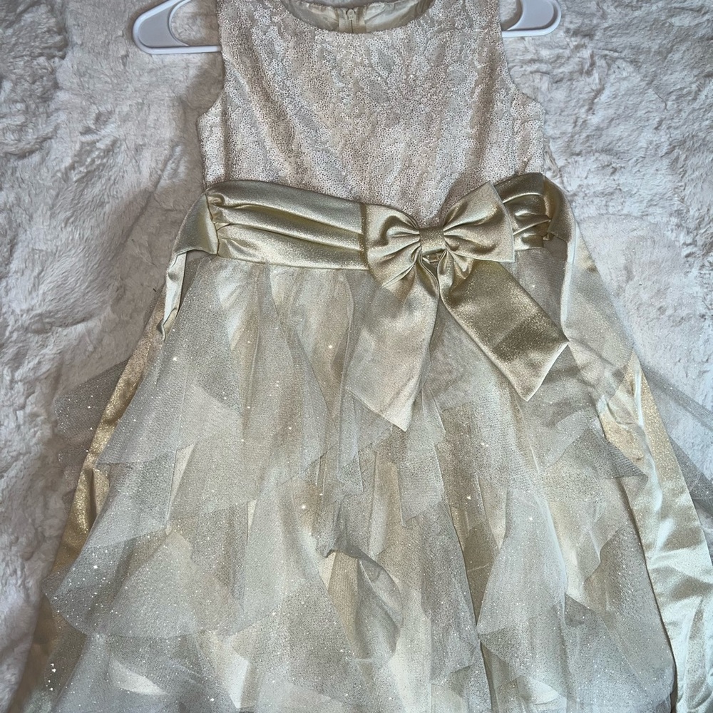 Rare editions size 8 gold little girls dress